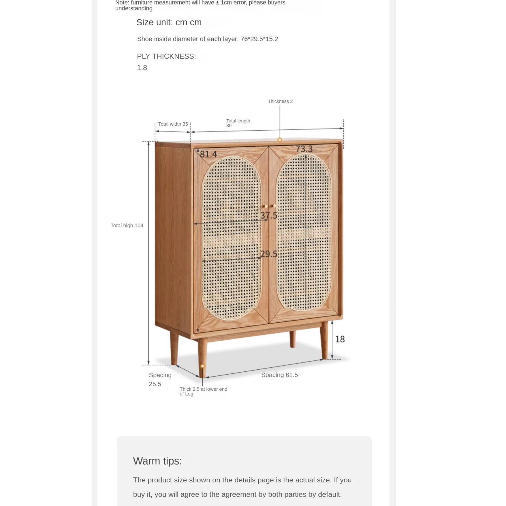 Oak Solid Wood Rattan Shoe Cabinet