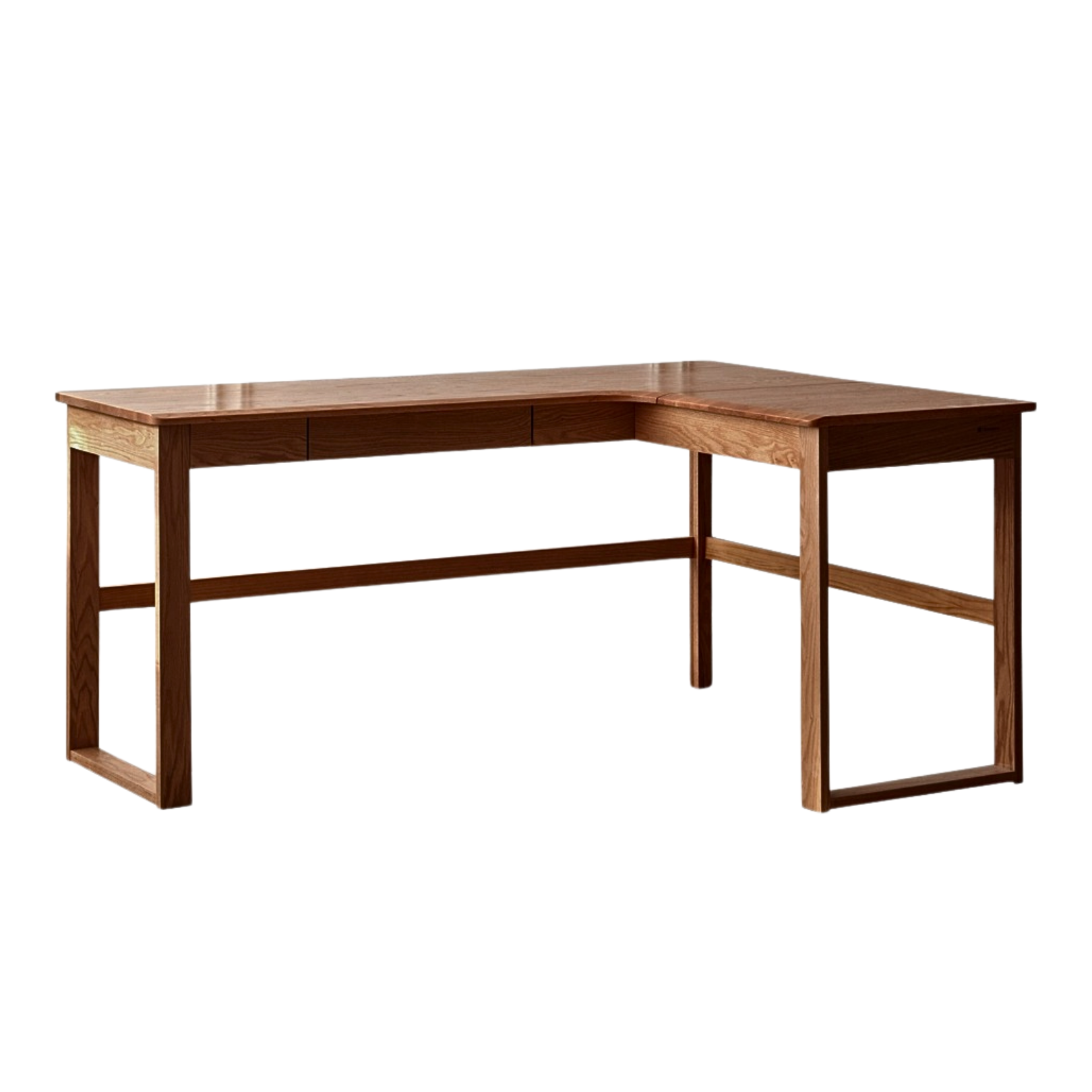 Oak Solid Wood L-shaped Corner Office Desk