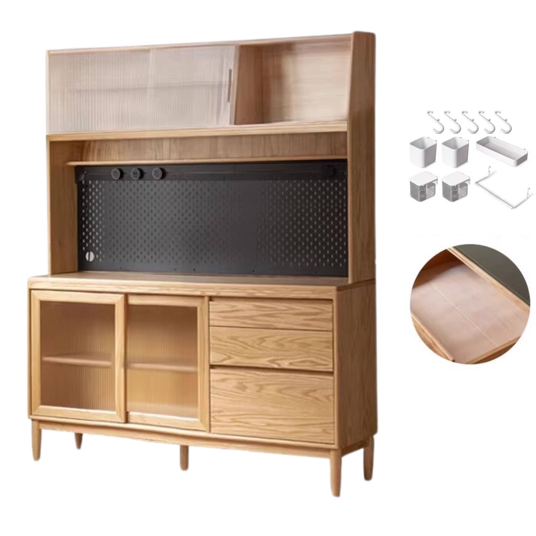 Oak Solid Wood Large Capacity Storage Sideboard,