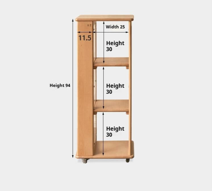 Beech Solid Wood Floor Movable Rack Side Cabinet