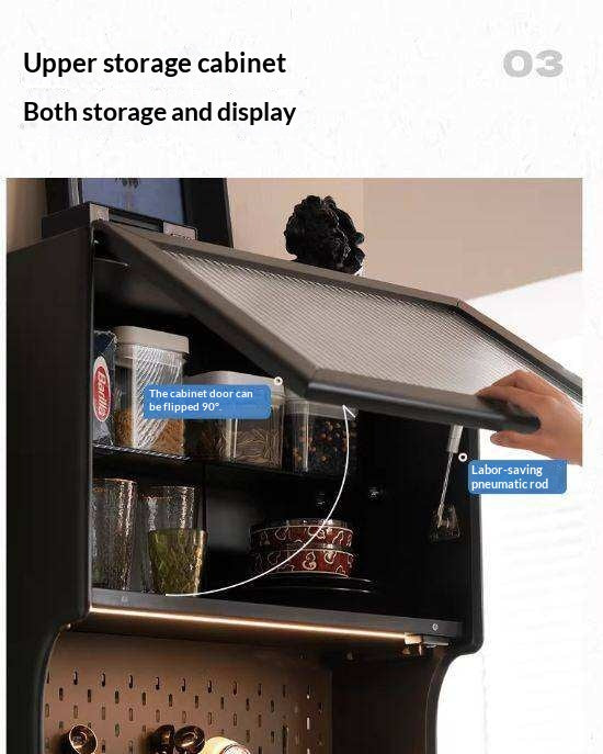 Solid RubberWood Minimalist Style Sideboard with Storage Cabinet