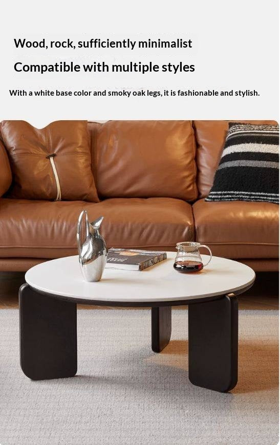 Oak Solid Wood Slate Black Coffee Table