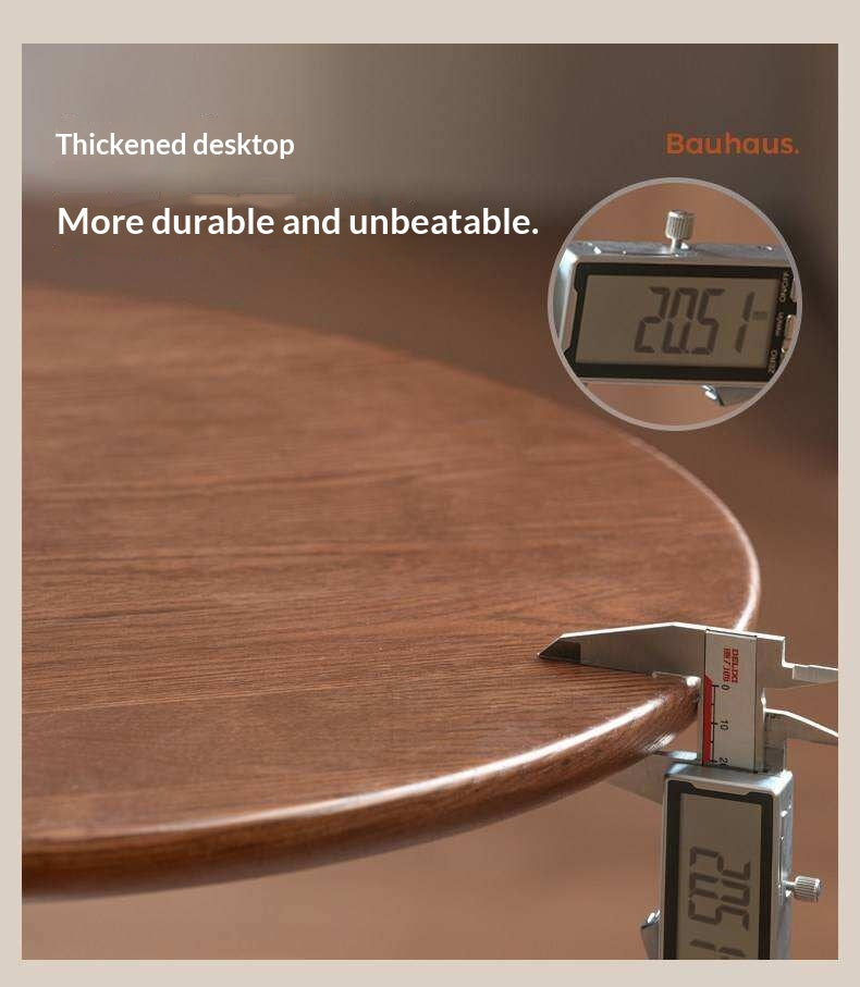 Ash Solid Wood Round Side Table, Bauhaus Style