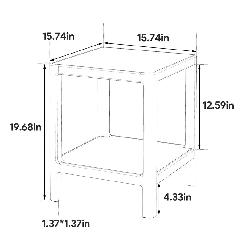 Glass Side table Oak solid wood-