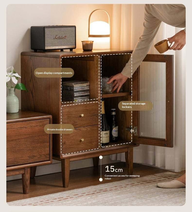 Oak Solid Wood, Solid Rubberwood Side Cabinet.