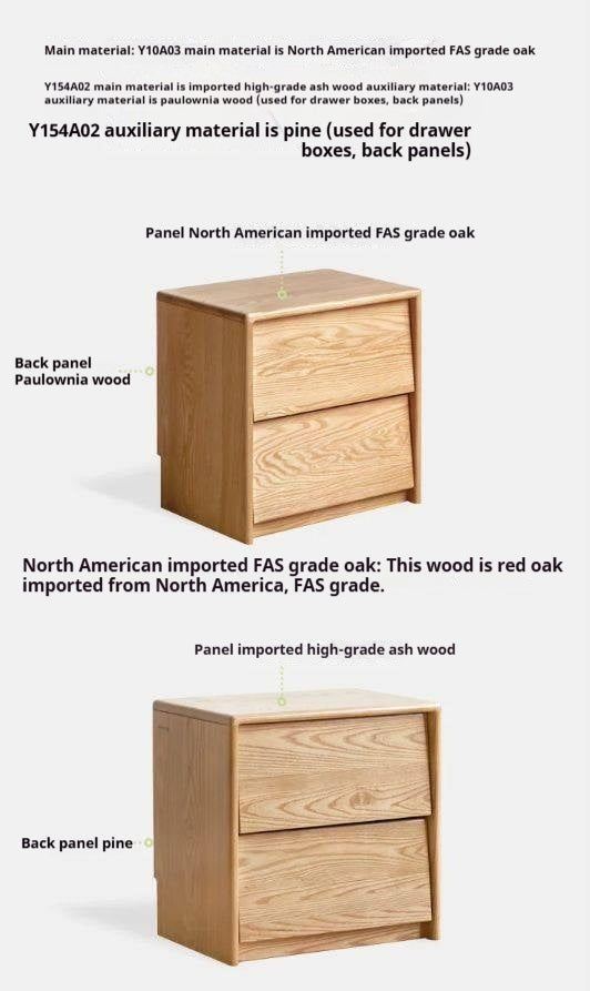 Ash, Oak Solid Wood Nightstand