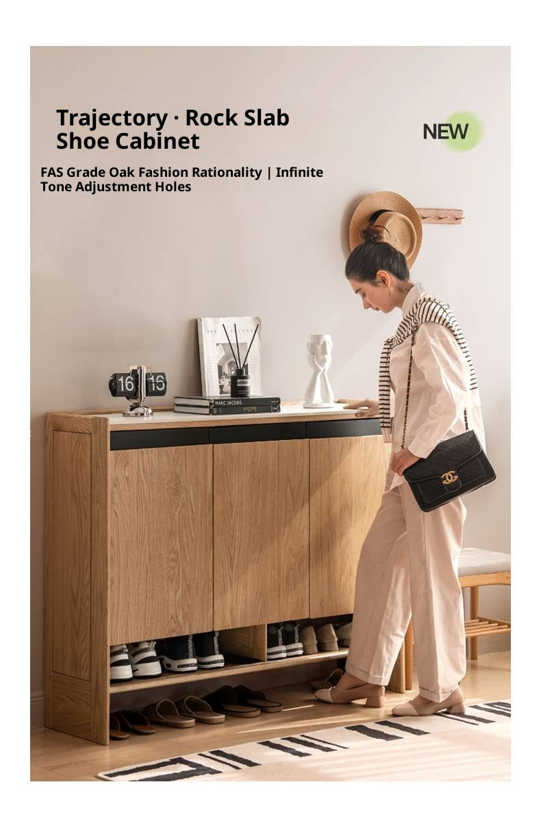 Oak Solid Wood Modern Shoe Cabinet