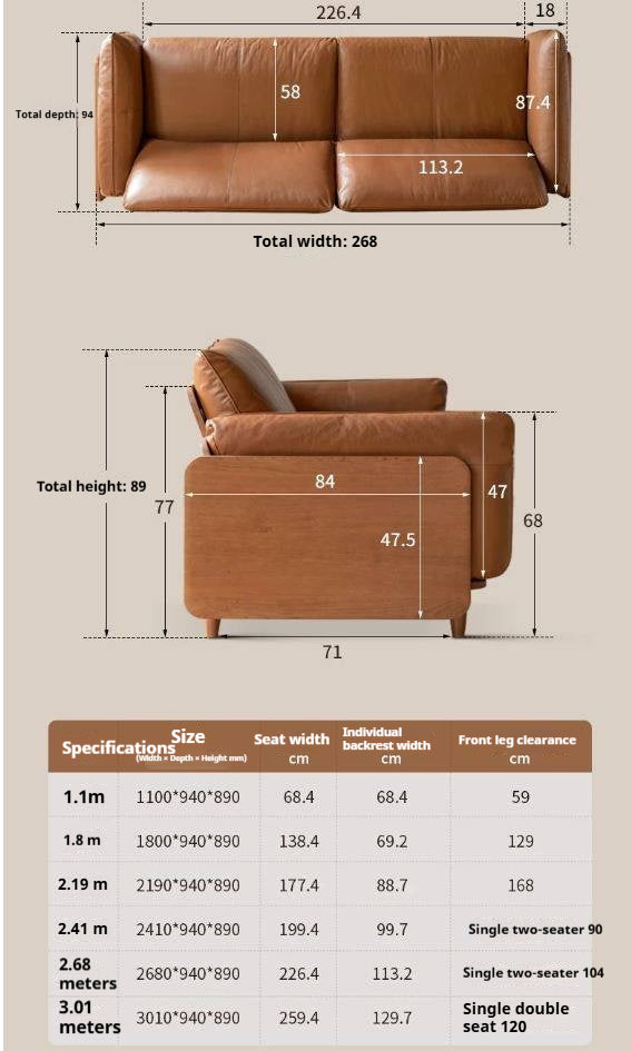 Cherry Wood Contemporary Casual Sofa Genuine Leather, Fabric
