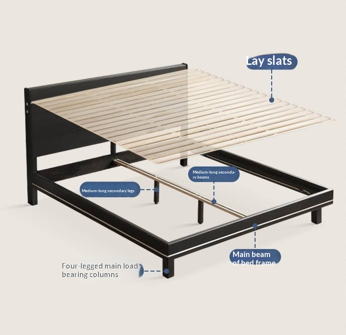 Poplar, Ash Solid Wood Large Board High Headboard Double Household Large Bed