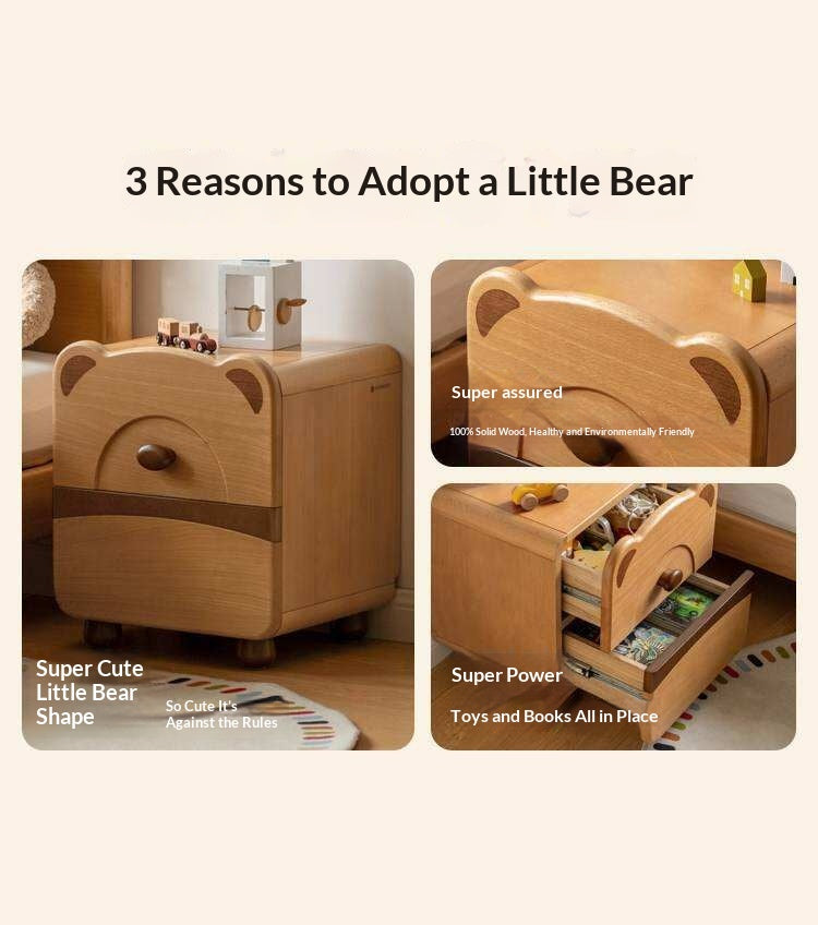 Beech Solid Wood Children s Cartoon Bear Nightstand