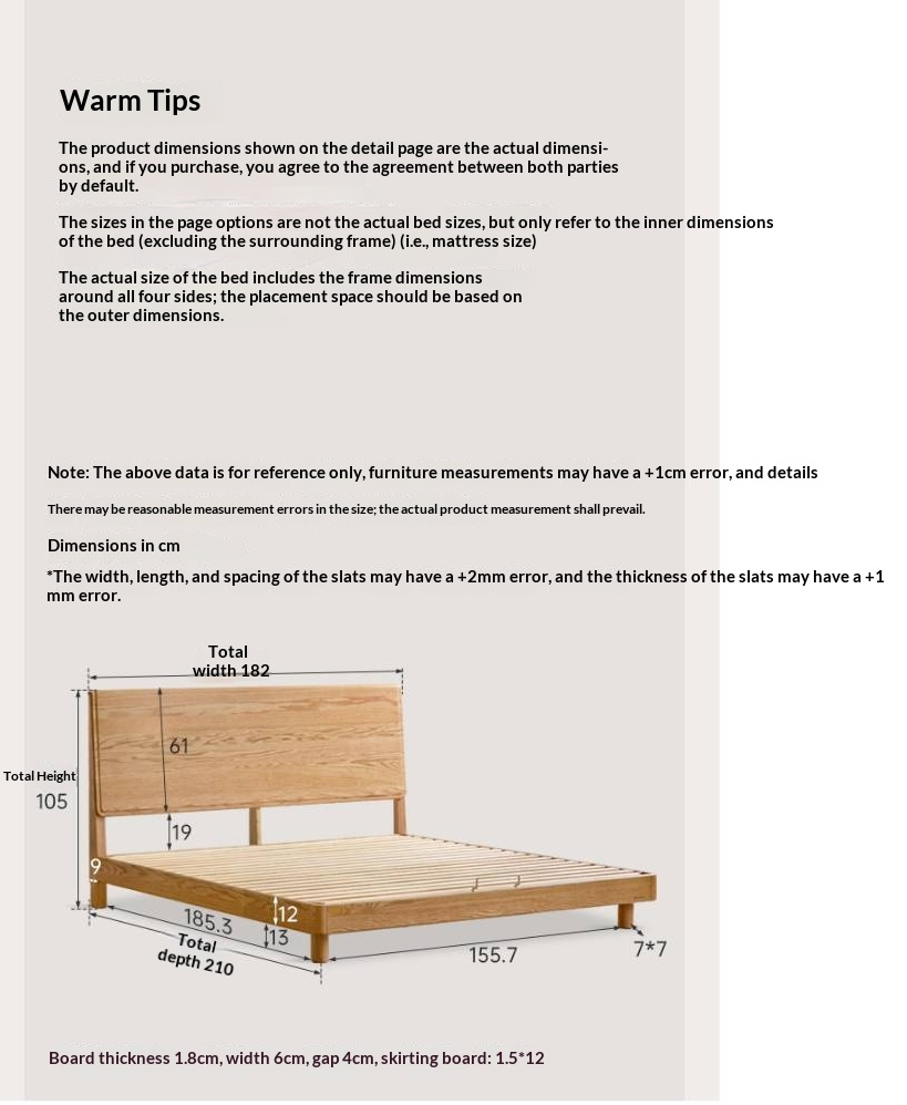 Oak Solid Wood Bed Modern Minimalist Large Bed