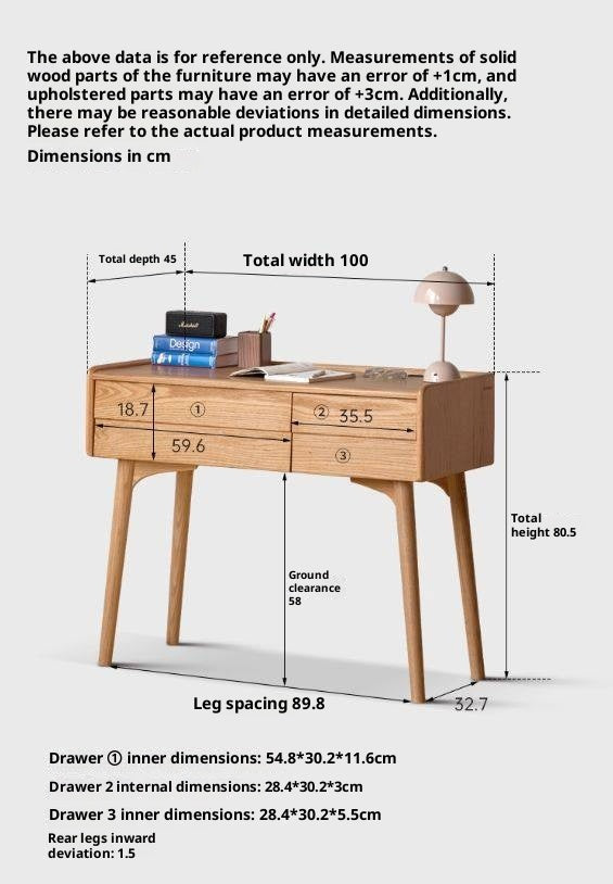 Oak Solid Wood Modern Minimalist Multifunctional Dressing Table