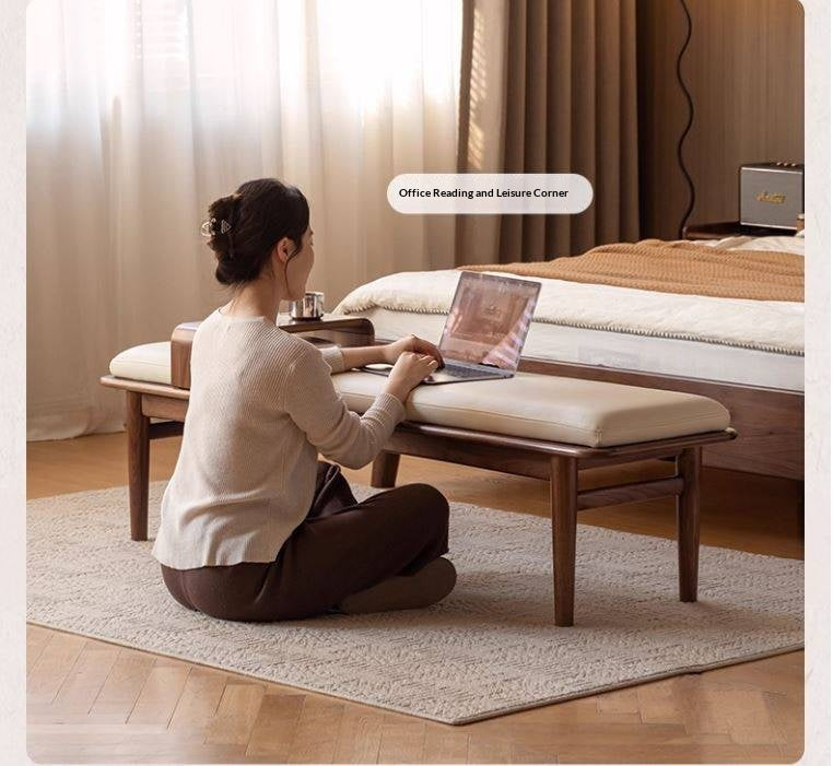 Black Walnut, Oak Solid Wood Soft Packed Bench