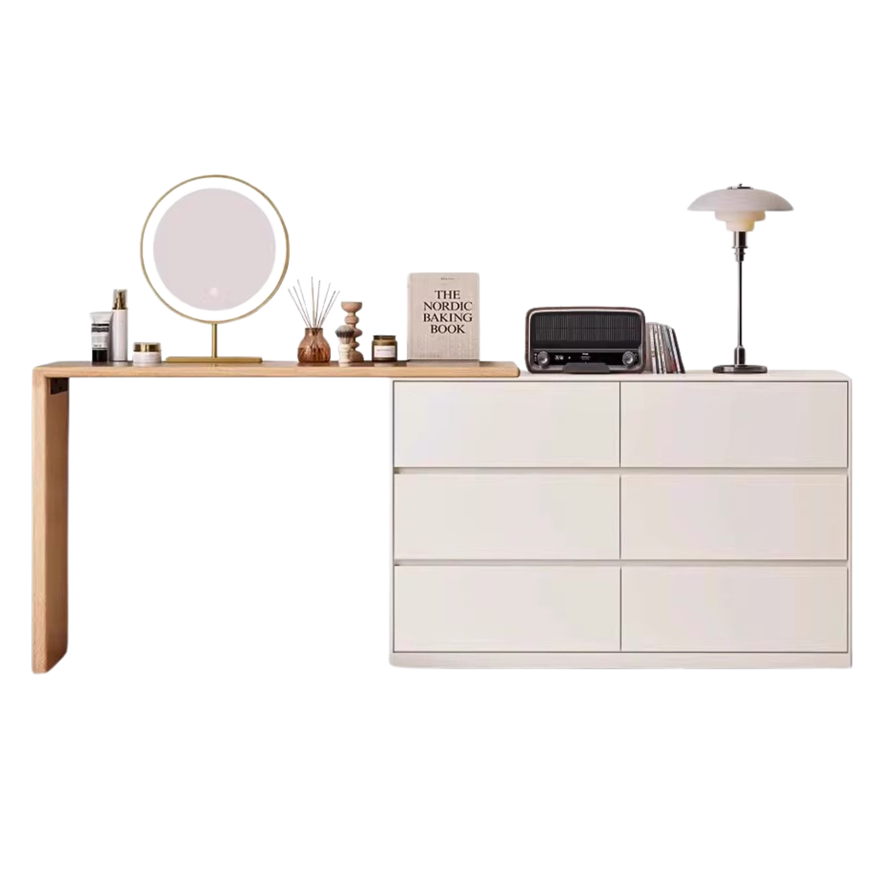 Poplar Solid Wood Modern White Dressing Table  ,