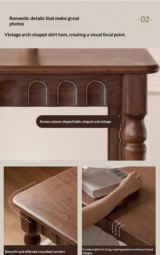 Black Walnut Solid Wood American Retro Style Dining Table