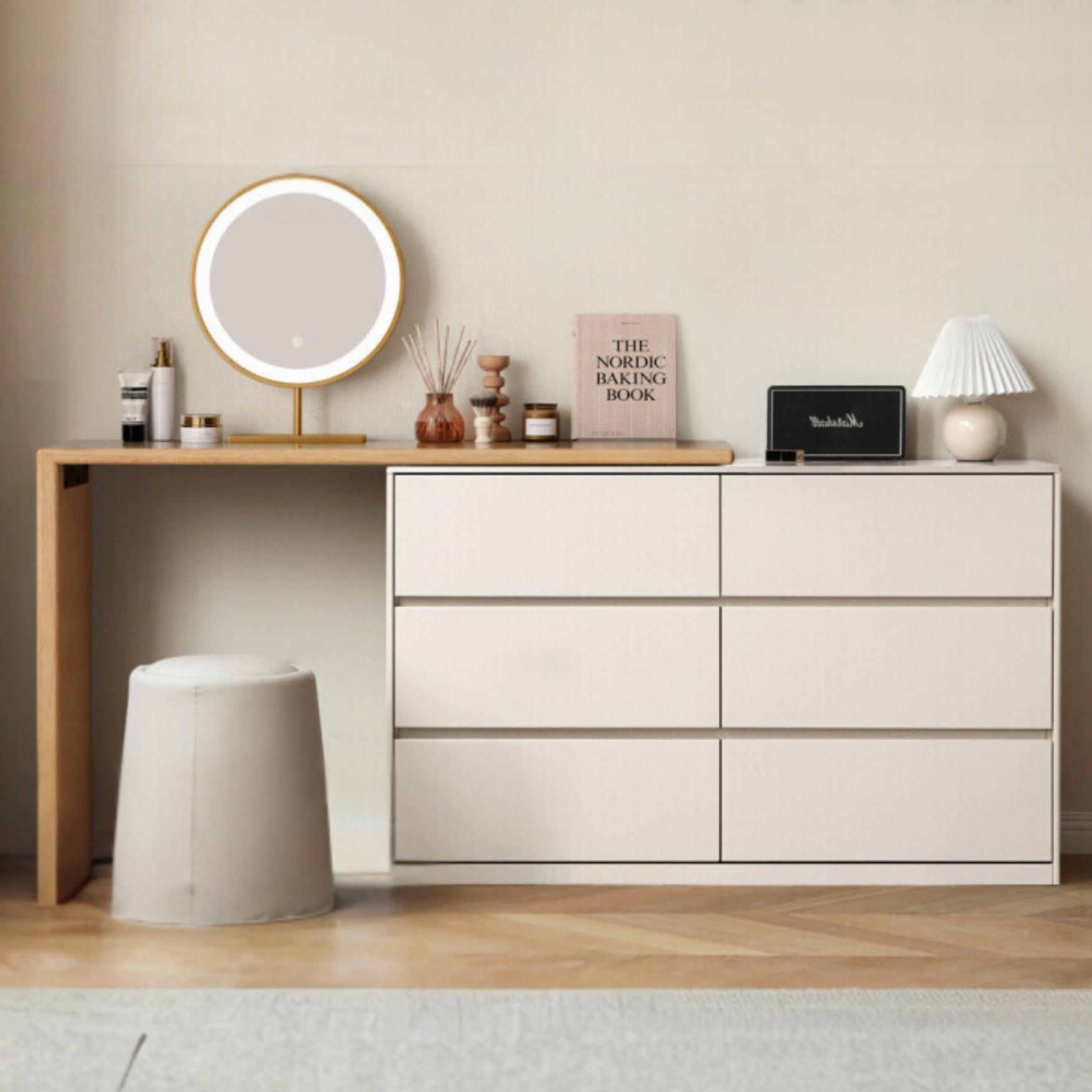 Poplar Solid Wood Modern White Dressing Table  ,