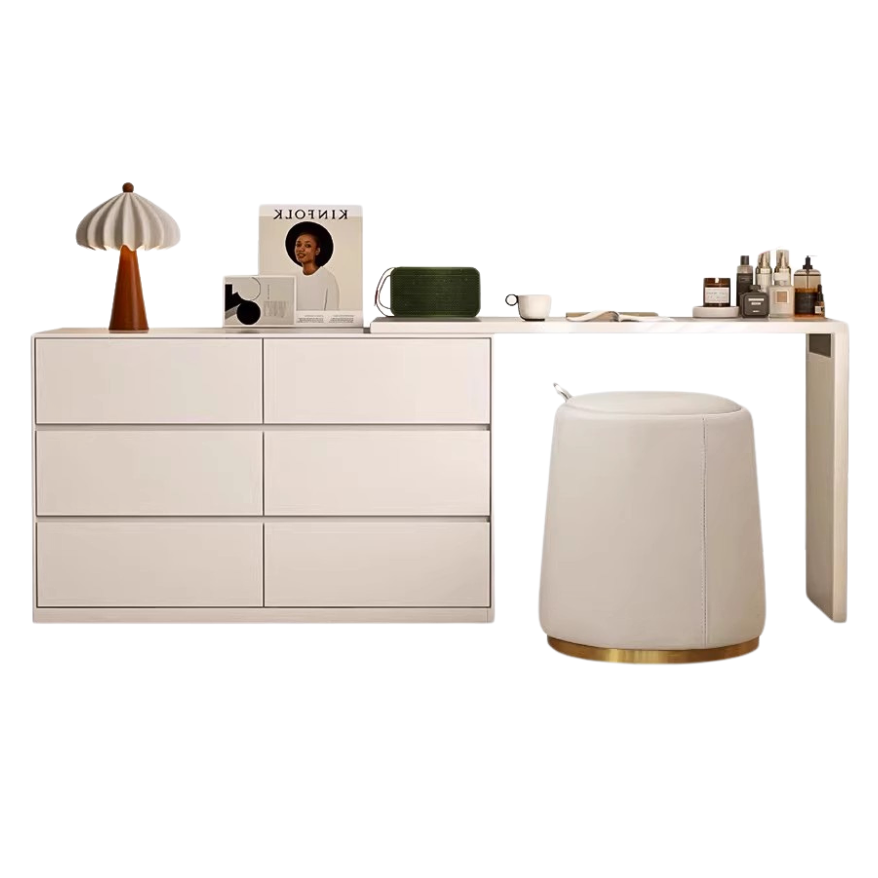 Poplar Solid Wood Modern White Dressing Table  ,