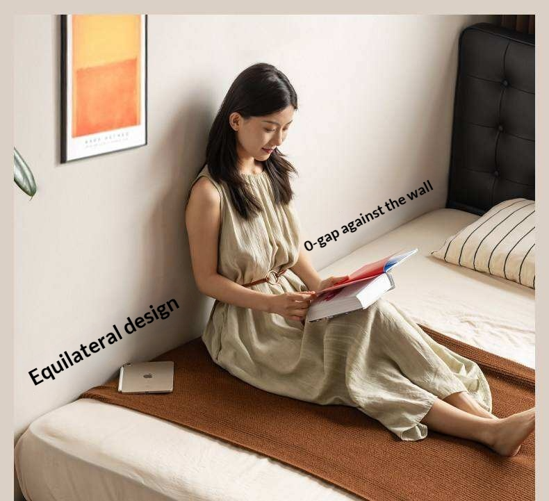 Genuine Leather Hydraulic Lift Storage Bed with Drawers