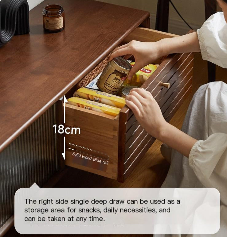 Rubber Solid Wood Light Luxury TV Cabinet