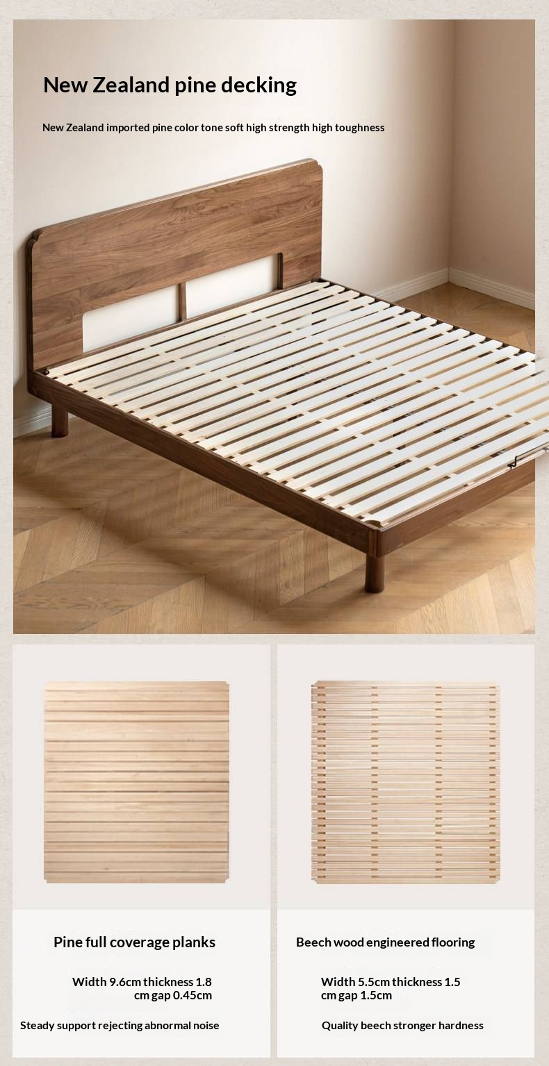 Oak, North American Black Walnut Solid Wood Bed