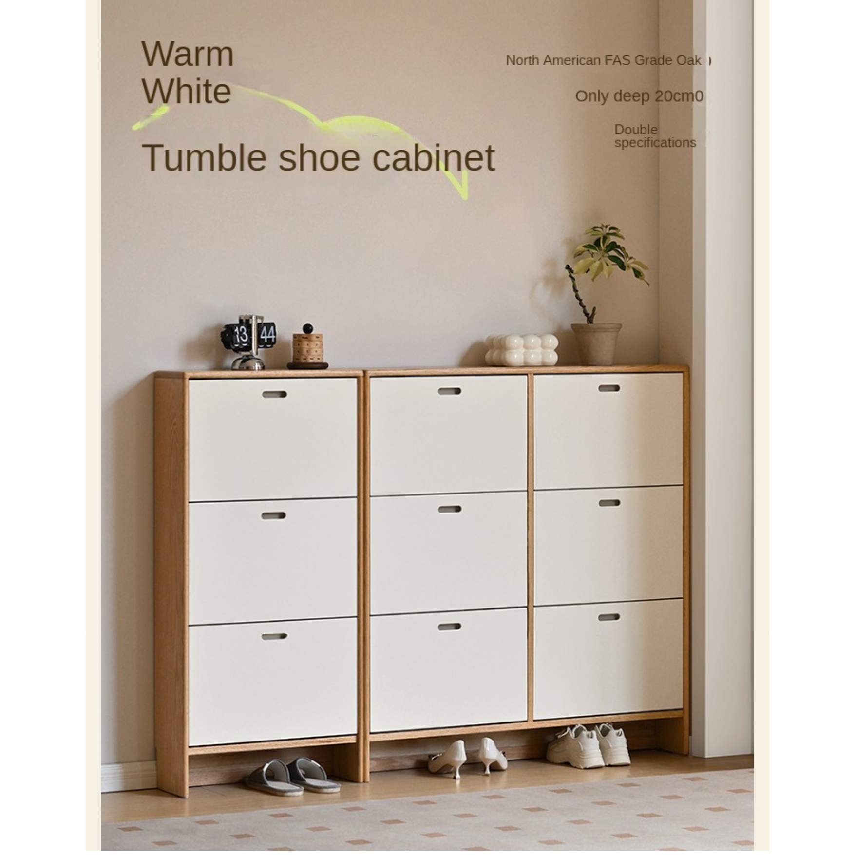 Birch solid wood ultra-thin shoe cabinet-