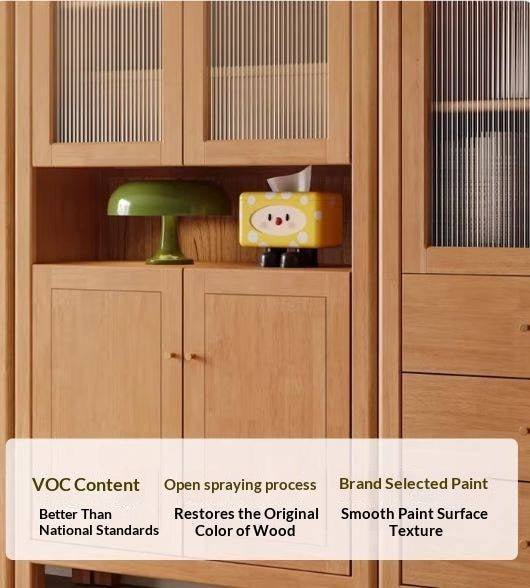 Solid Rubberwood Bookcase with Storage and Display Shelves