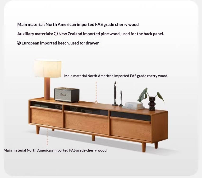 Cherry, Ash Solid Wood TV Cabinet.