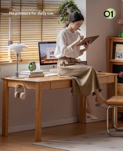 Oak, Ash Solid Wood USB Office Desk