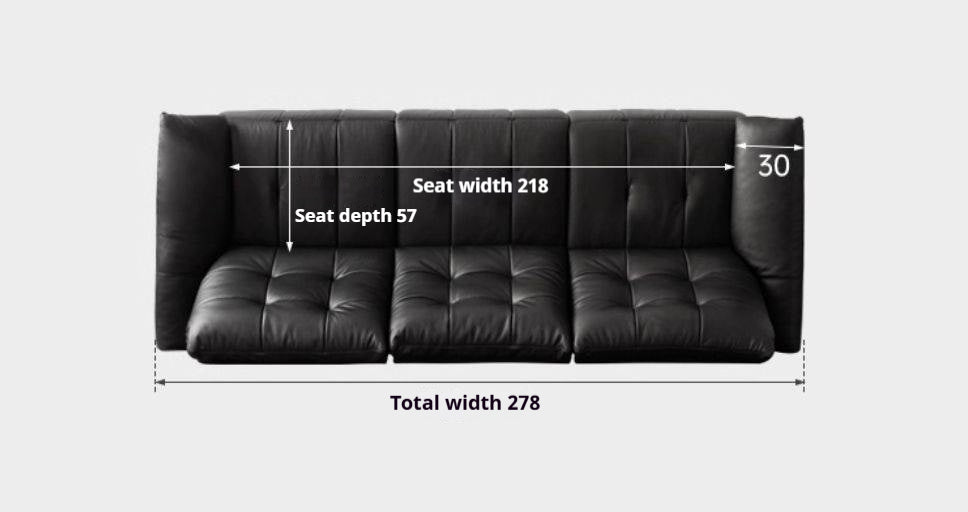 Pine Solid Wood Big Black Functional Leather Sofa