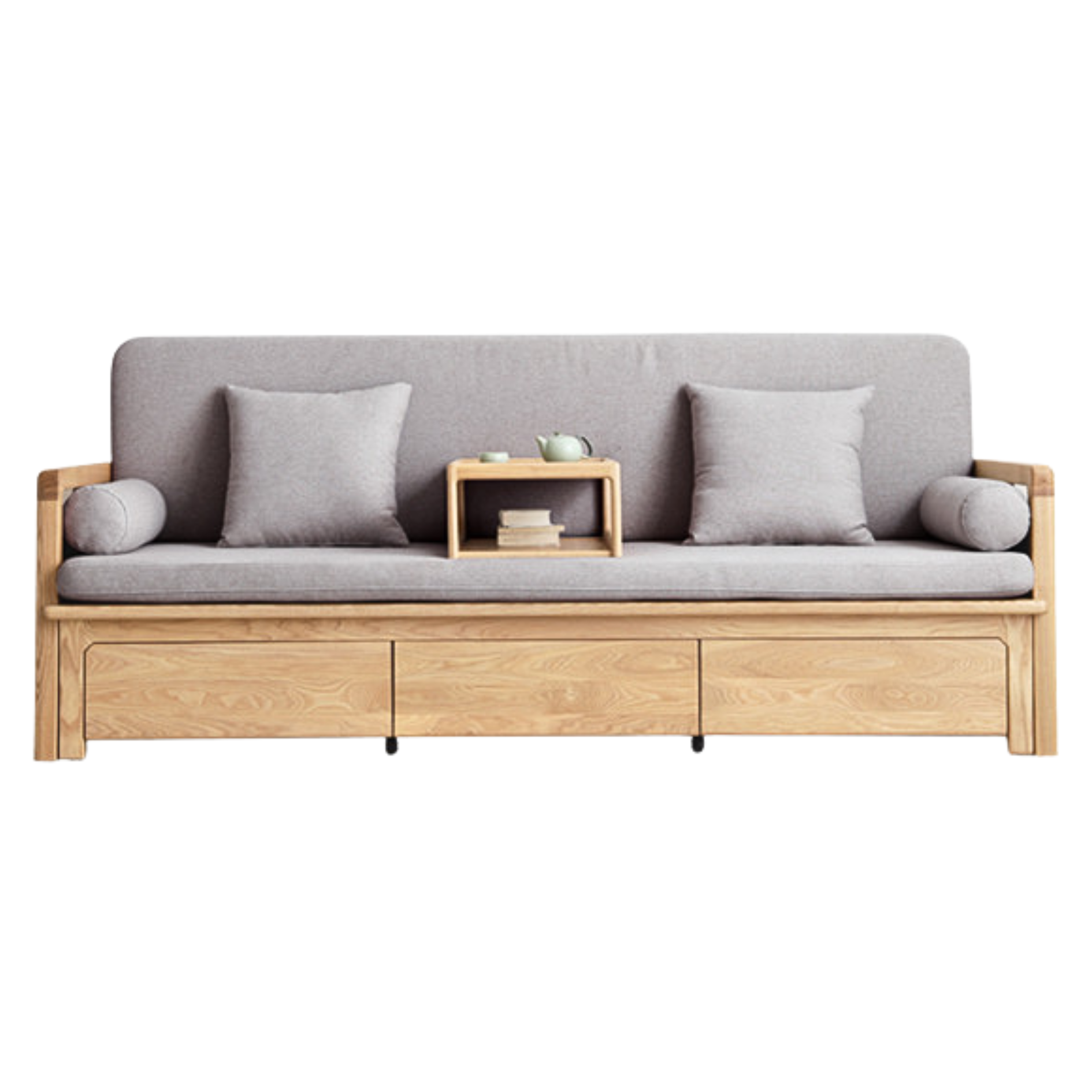 Ash solid wood retractable multifunctional box sofa bed: