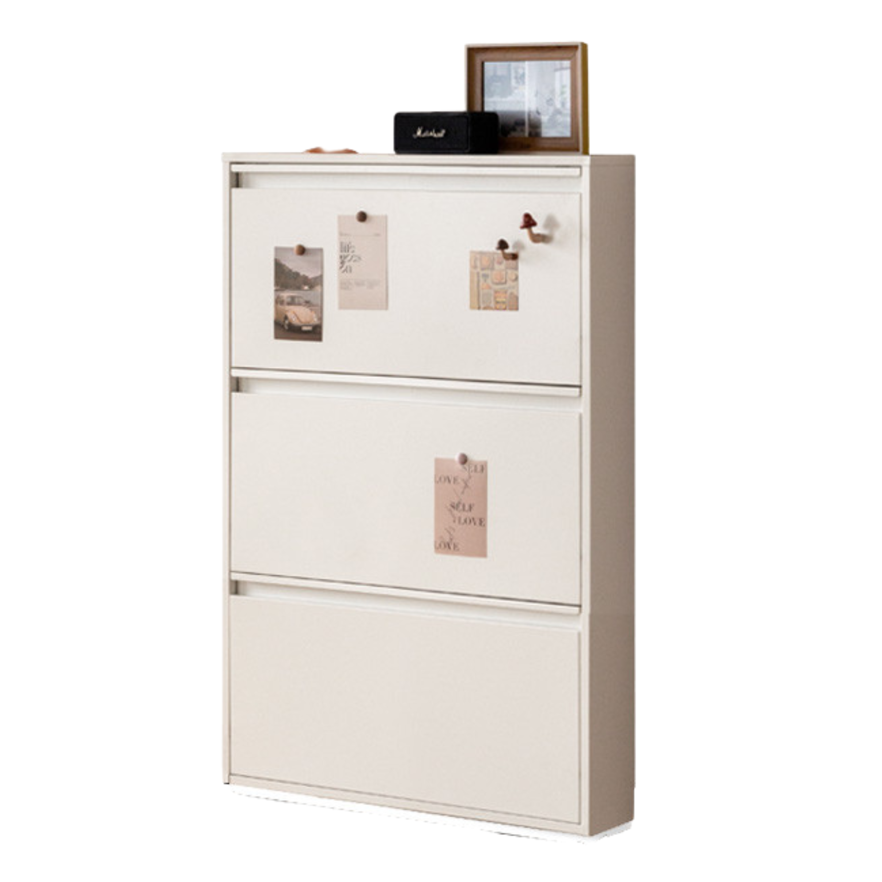 Metal ultra-thin shoe cabinet white modern: