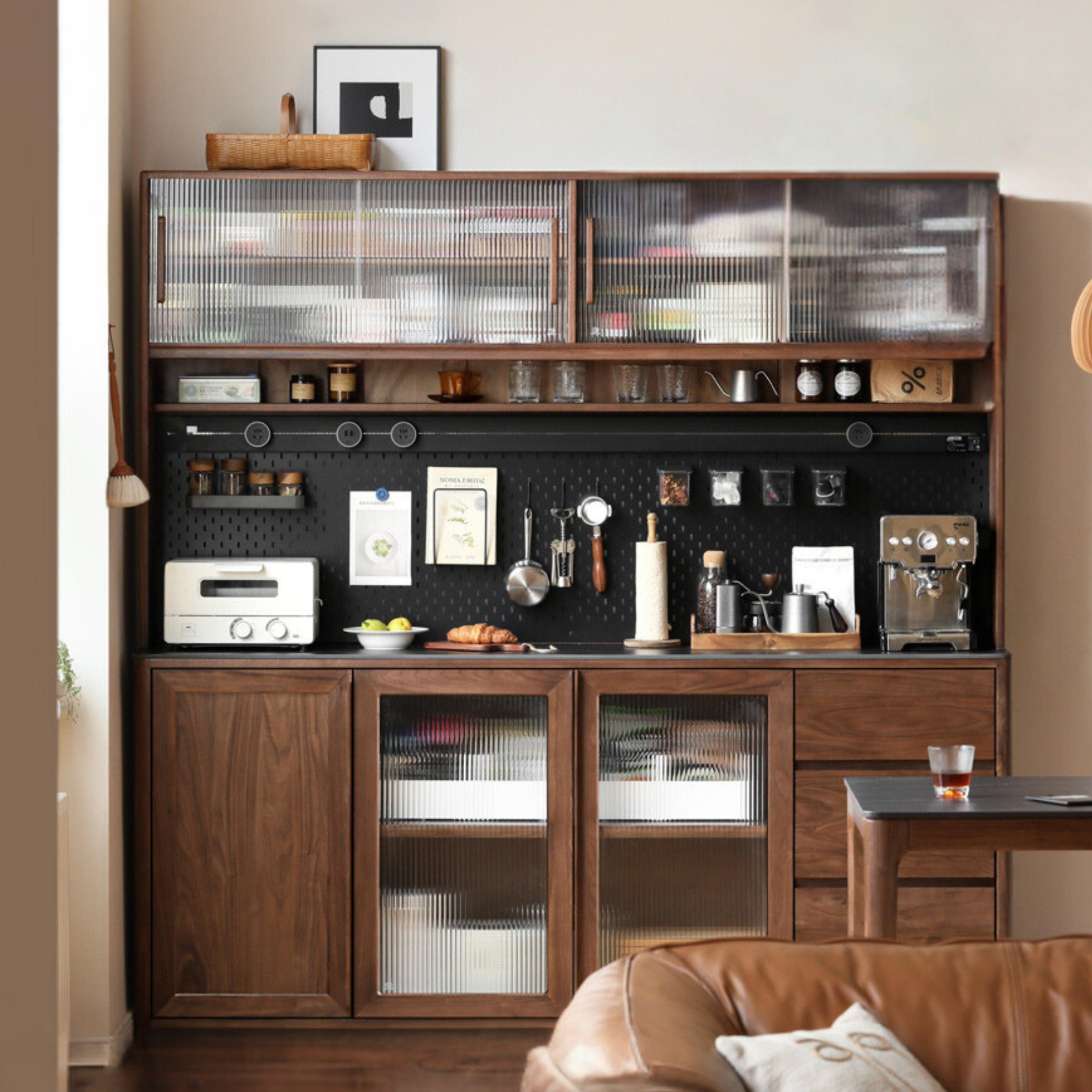 Black walnut, Ash solid wood sideboard hole storage ,