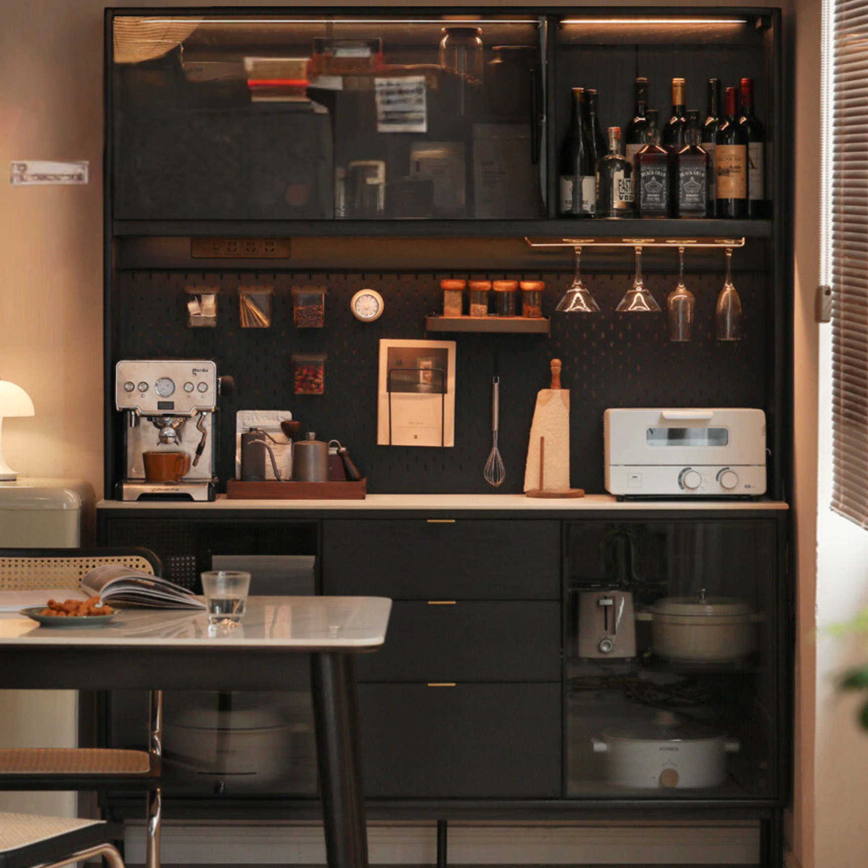 Oak solid wood Sideboard slate top: