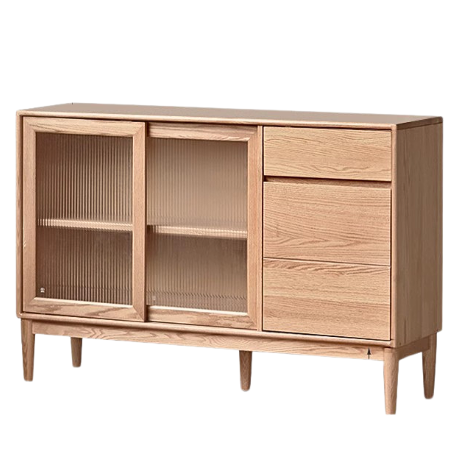 Oak solid wood modern dining sideboard against the wall,