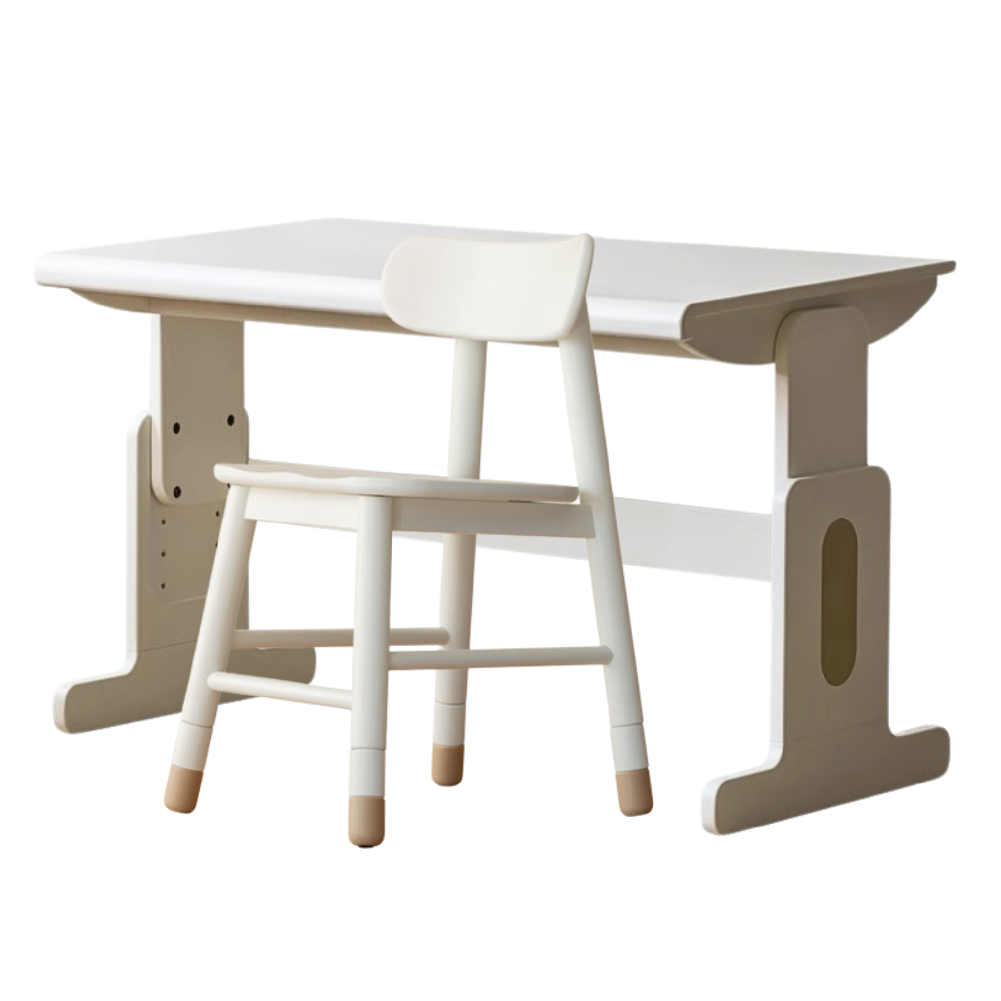 Beech Solid wood lift study desk  adjustable white children's desk