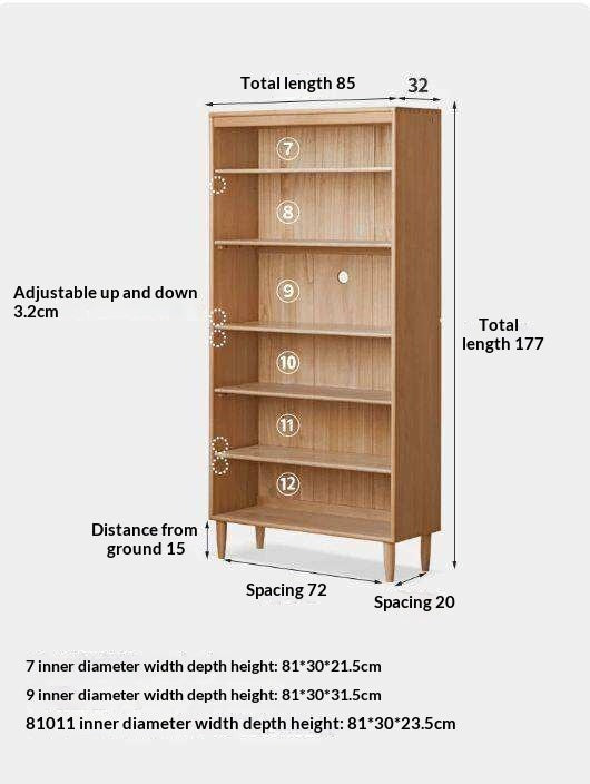 Beech Solid Wood Bookshelves Storage Shelf