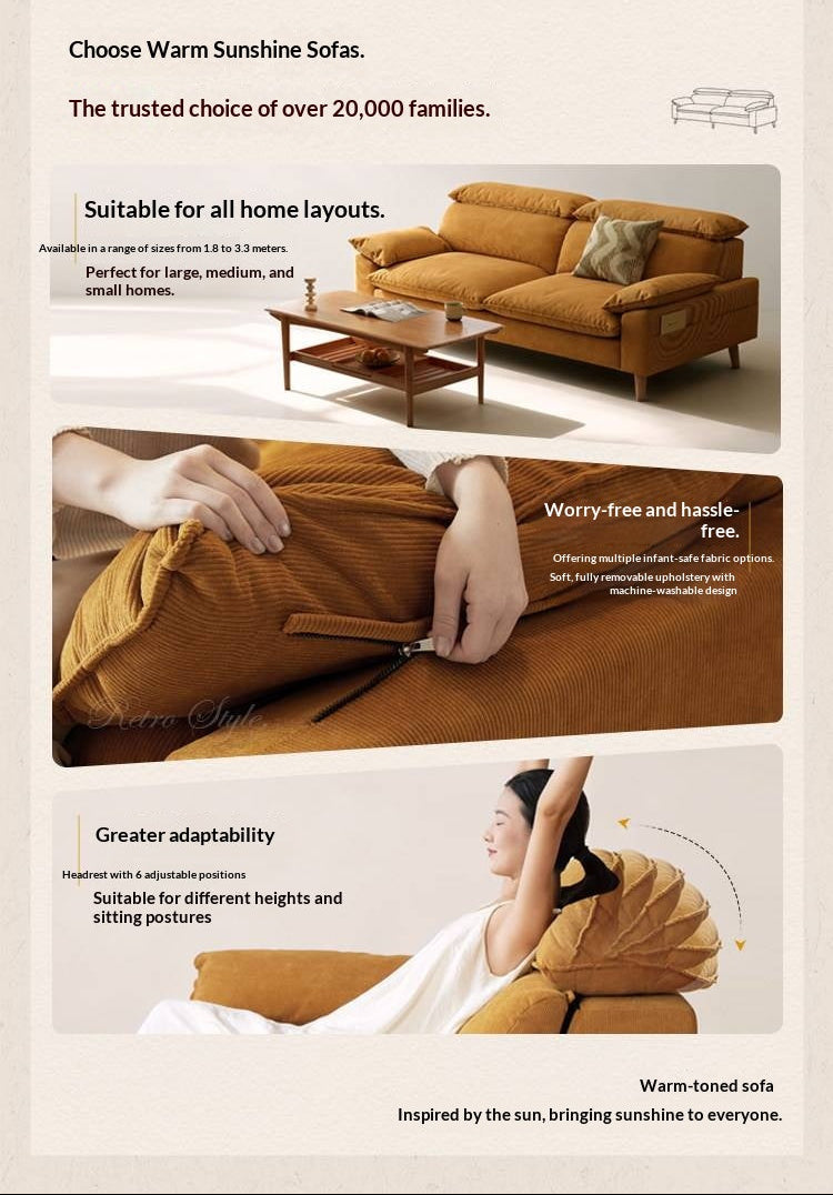 Deep Seat Sofa with Adjustable Headrest
