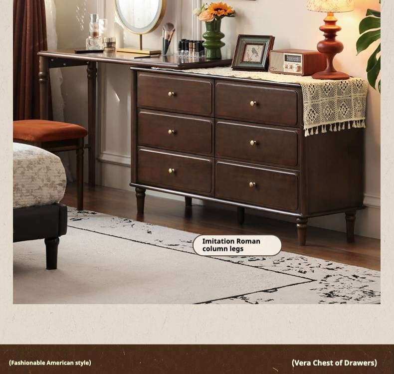 Poplar Solid Wood American Retro Style Chest of Drawers.