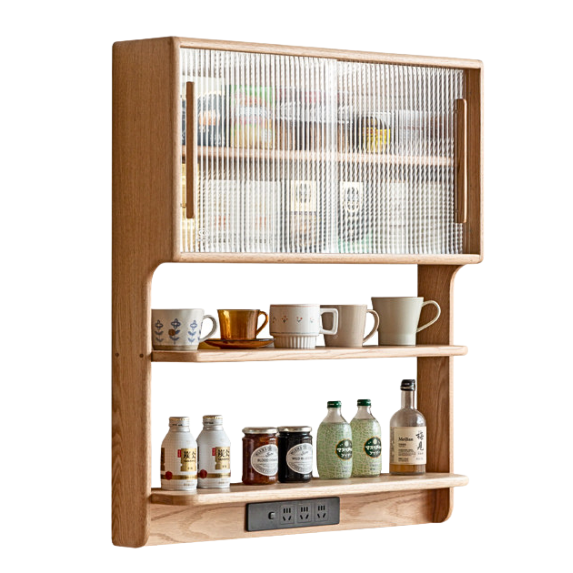 Oak solid wood wall-mounted suspended cabinet,