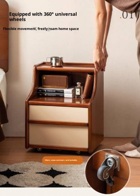 Poplar Solid Wood Movable Bauhaus Style Nightstand