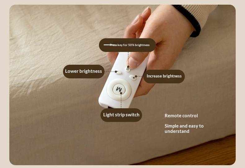 Oak Solid Wood Bed — Modern Minimalist, Genuine Leather Upholstered, Floating Design with Light