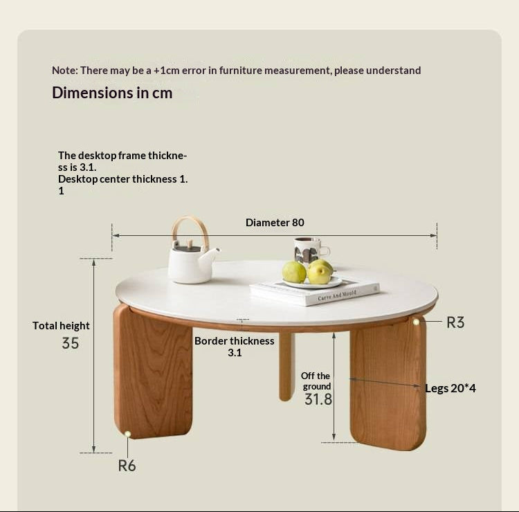 Cherry Solid Wood Round Coffee Table, Side Table