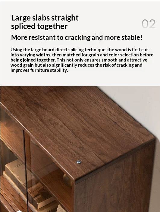 Oak Solid Wood Side Cabinet with Skeleton Line
