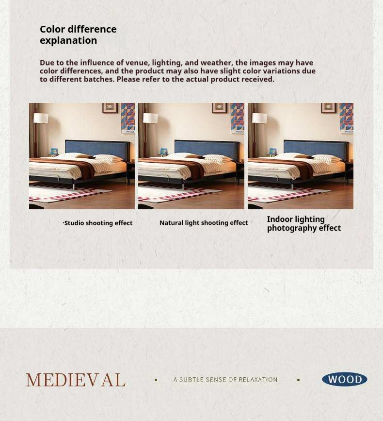 Rubberwood Solid Wood Ancient Style Double Bed