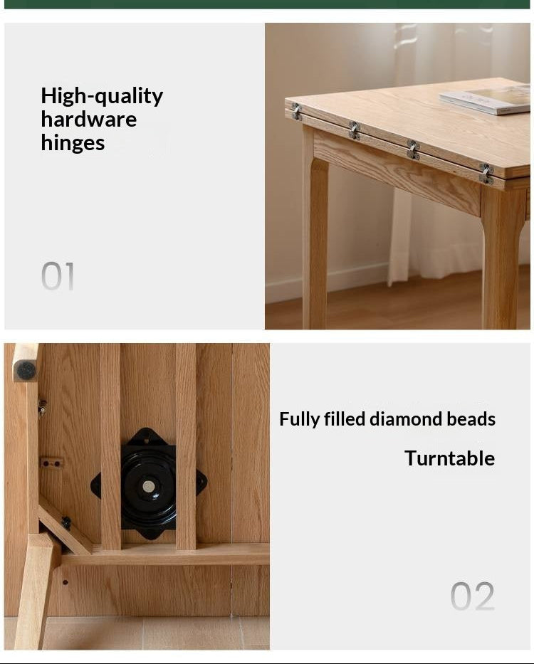 Oak Solid Wood Folding Small Dining Table