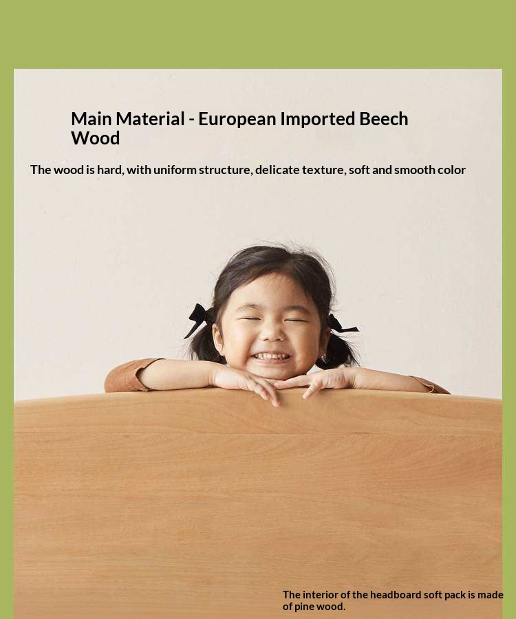 Beech Solid Wood Kids Floating Platform Bed with Upholstered Headboard and Optional Guardrails