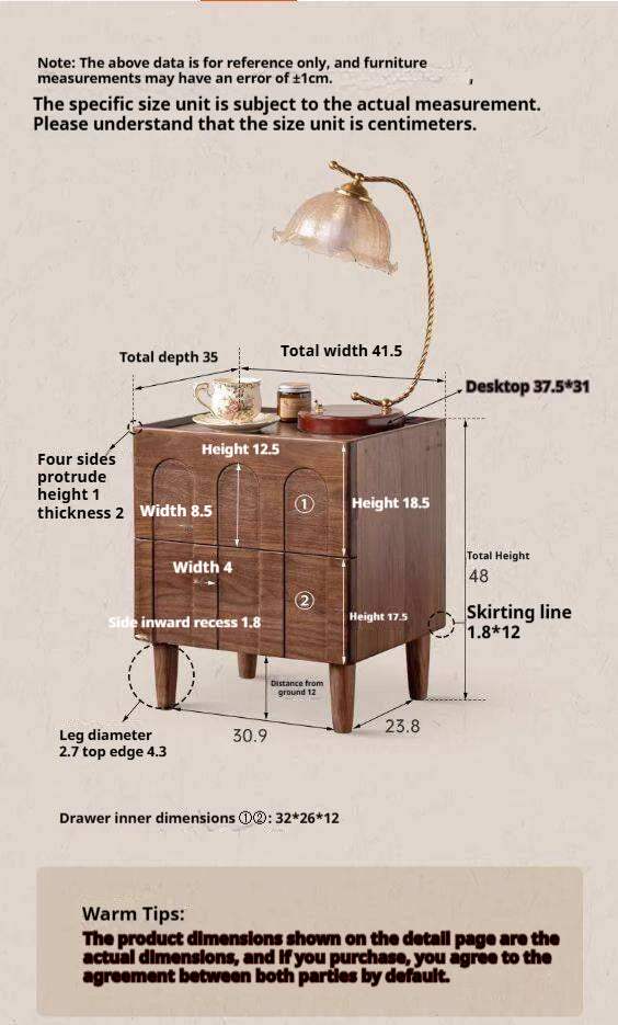 Black Walnut, Poplar, Sandalwood Solid Wood Modern Simple Nightstand.