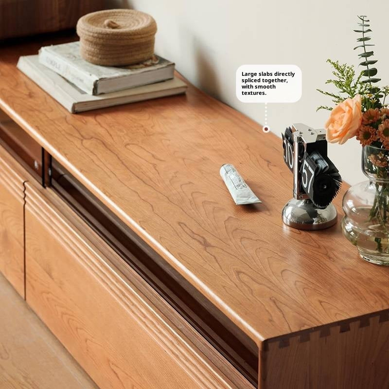Cherry Solid Wood Floor TV Cabinet