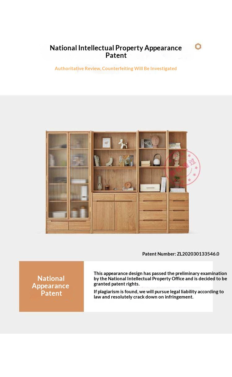Oak Solid Wood Bookcase Free Combination Floor-to-ceiling Bookshelf