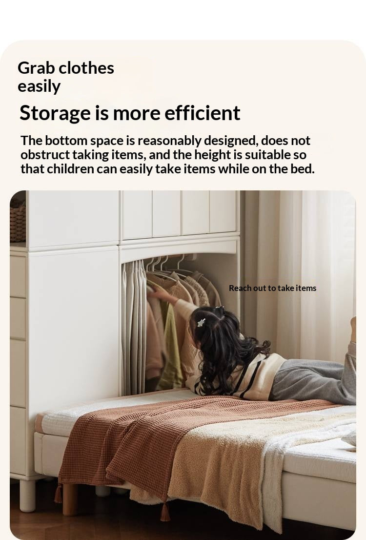 Solid Rubberwood Children's Wardrobe Combination